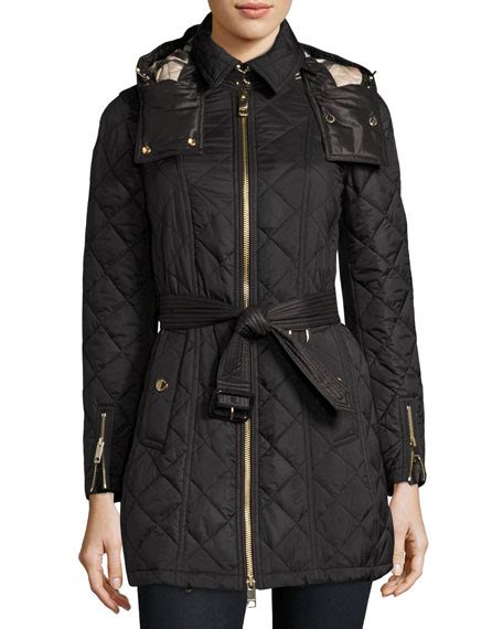 burberry baughton|Burberry Baughton Quilted Belted Parka Jacket, Black.